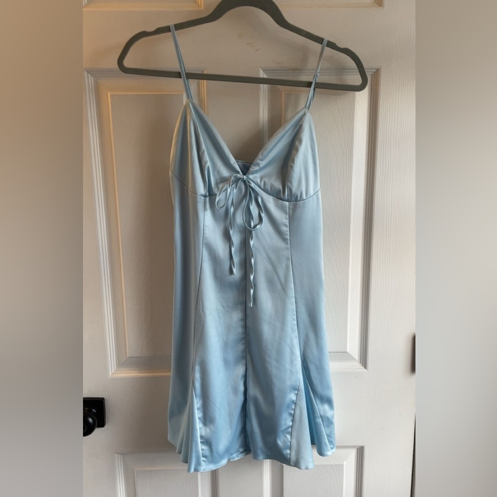 Light Blue Satin Slip Dress